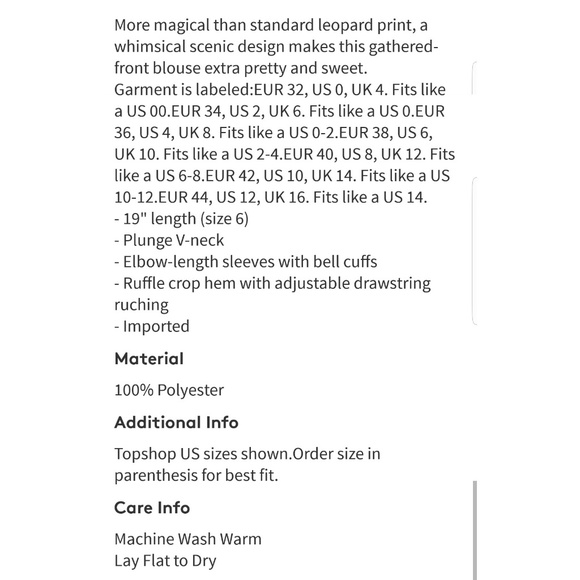 🎉HP🎉Topshop🧞‍Ruby Magical Leopard Ruched Blouse - Picture 8 of 8